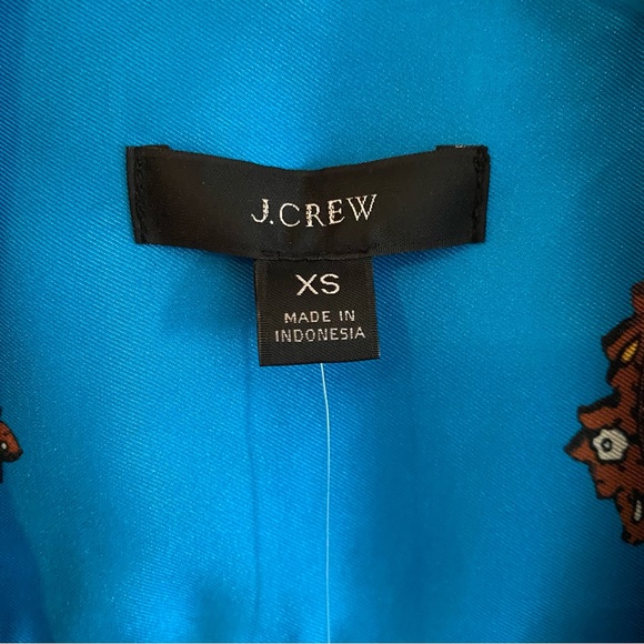 J. Crew Drapey Button-Up Shirt in Paisley Print, XS Turquoise Blue - Picture 6 of 15